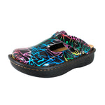 Sanosan Bella Comfort Slip-On Clogs in Black Combo print