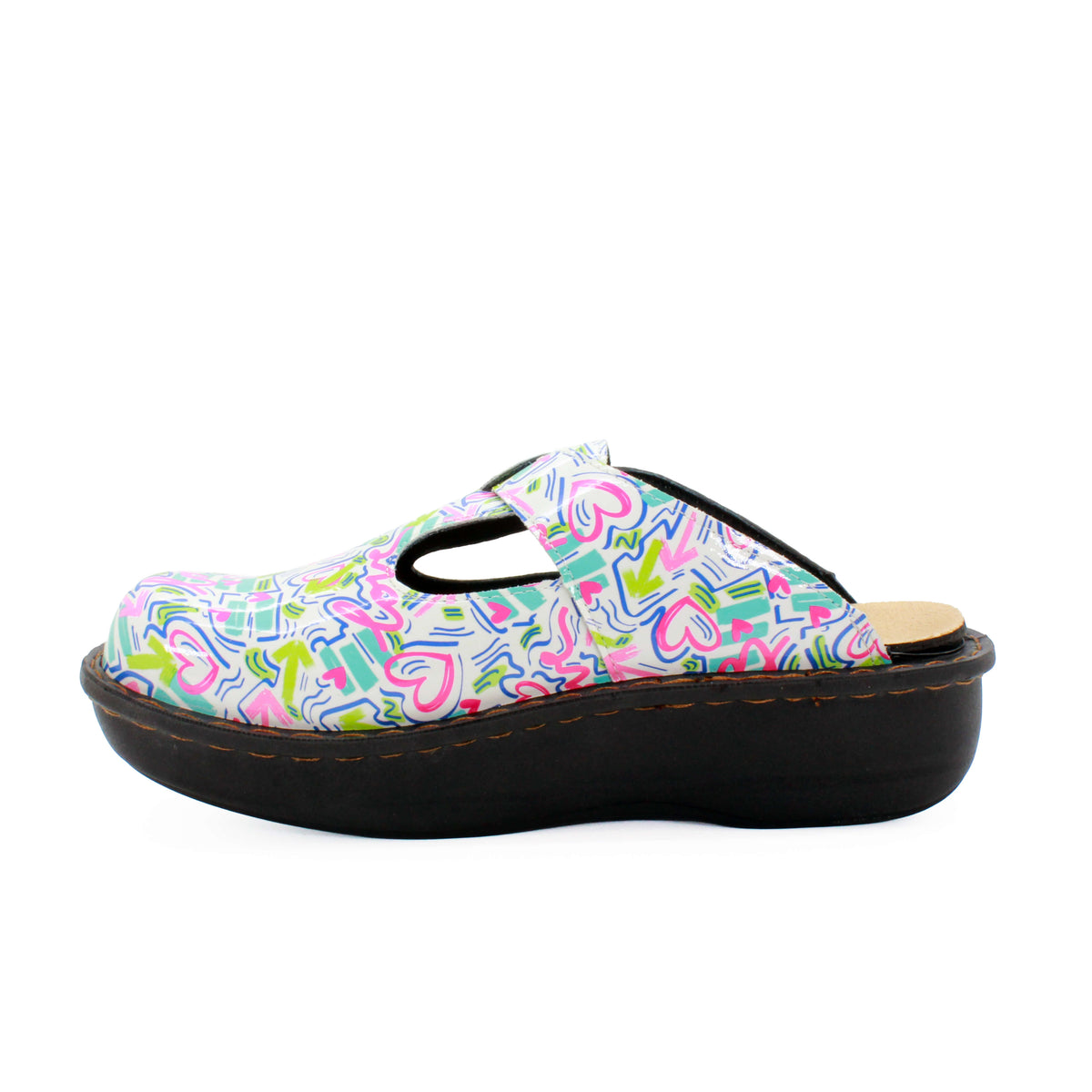 Sanosan Bella Comfort Slip-On Clogs in Heart Scribble