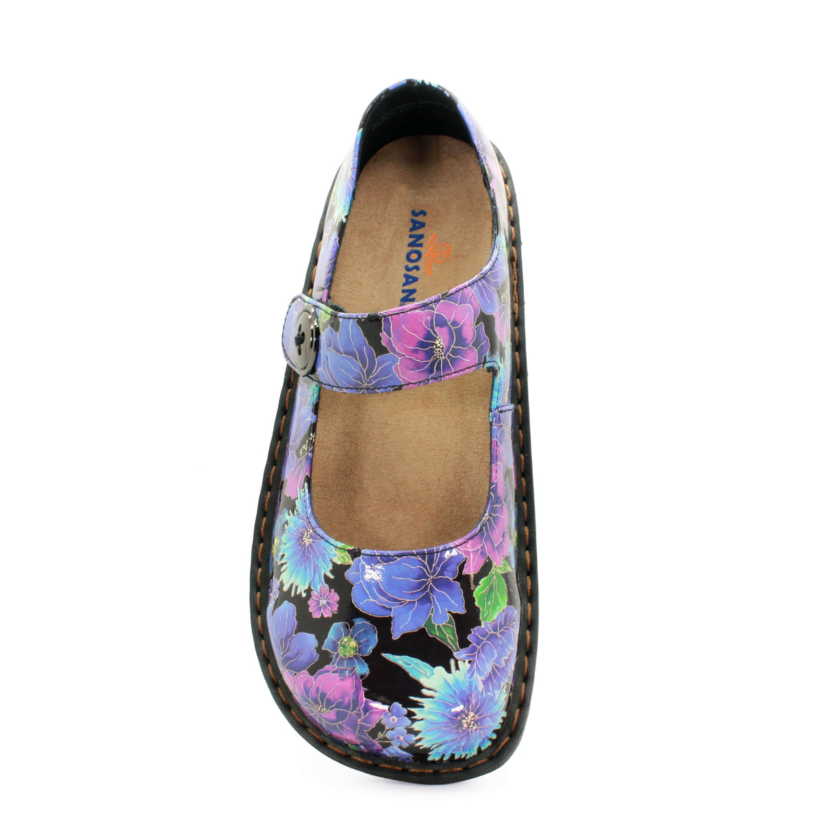 Sanosan Julia Comfort Mary-Jane Clogs in Midnight Garden