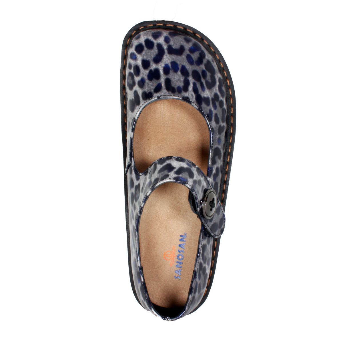 Sanosan Julia Comfort Mary-Jane Clogs in Black Leopard patent