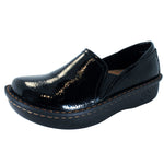Sanosan Maria Comfort Slip-On Clogs in Black Crinkle Patent