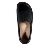Sanosan Maria Comfort Slip-On Clogs in Black Crinkle Patent