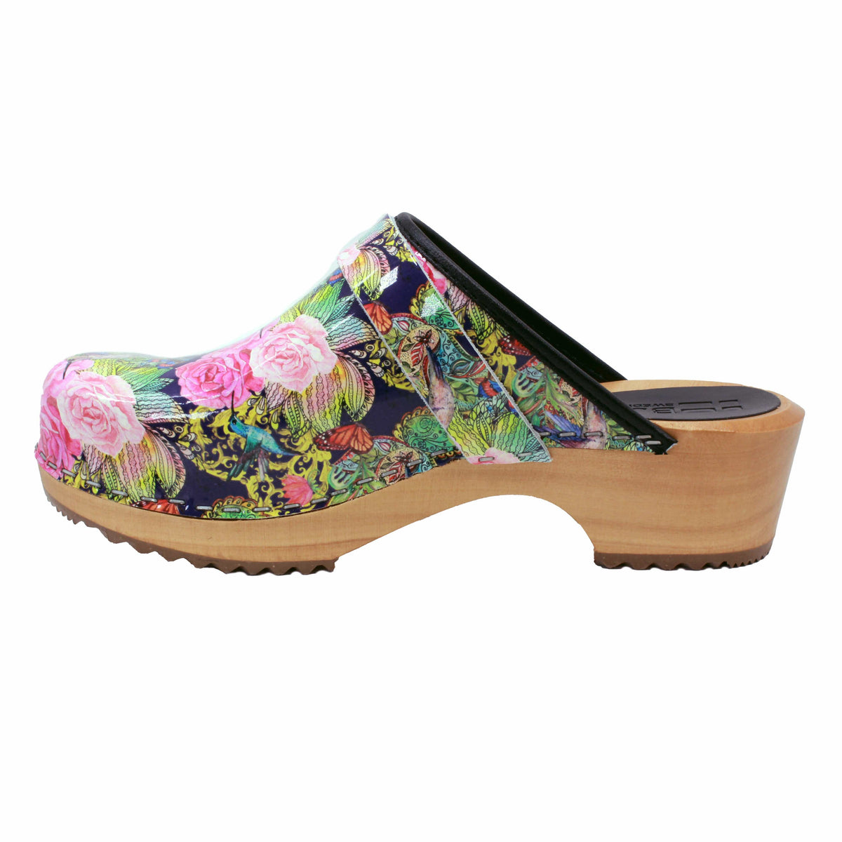 BJORK BJORK Maja Wood Colibri Printed Leather Clogs