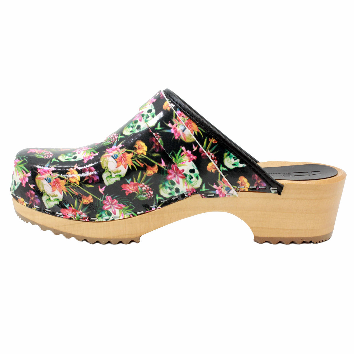 BJORK BJORK Maja Wood Moa Printed Leather Clogs