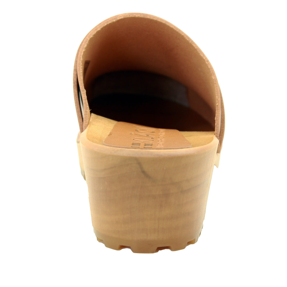 KLÄGN KLÄGN Tuva Wood Open Back Grip Caramel Veg Tan Leather Clogs