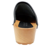 BJORK BJORK Tuva Wood Open Back Grip Black Natural Leather Clogs