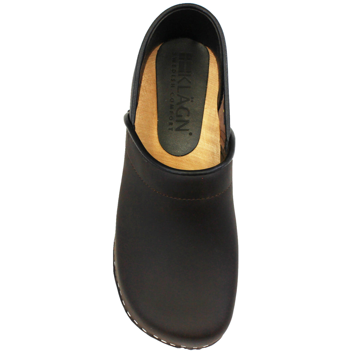 KLÄGN KLÄGN Tindra Wood Closed Back Grip Brown Leather Clogs