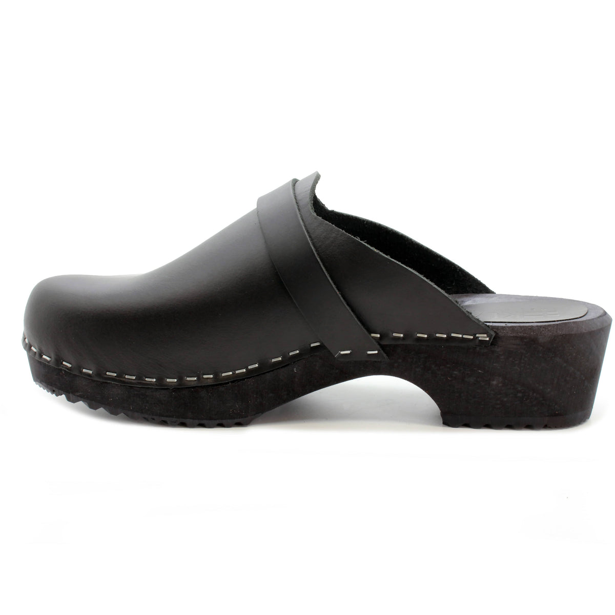 Leather cheap wooden clogs