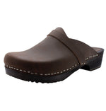 KLÄGN KLÄGN Men's Axel Leather Open Back Wooden Clogs