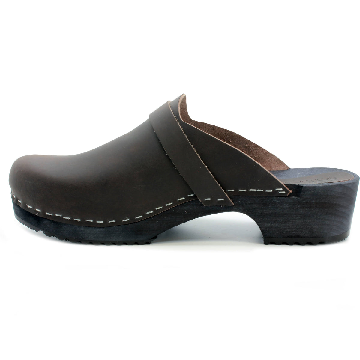 BJORK KLÄGN Men's Axel Leather Open Back Wooden Clogs