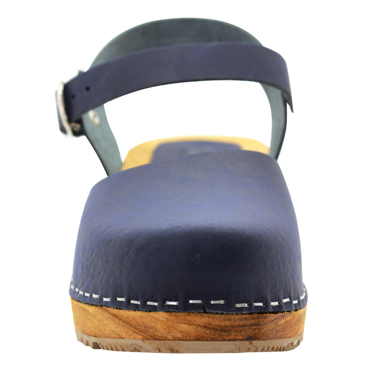 KLÄGN KLÄGN ALMA Swedish Wood Clog Leather Sandals in Navy