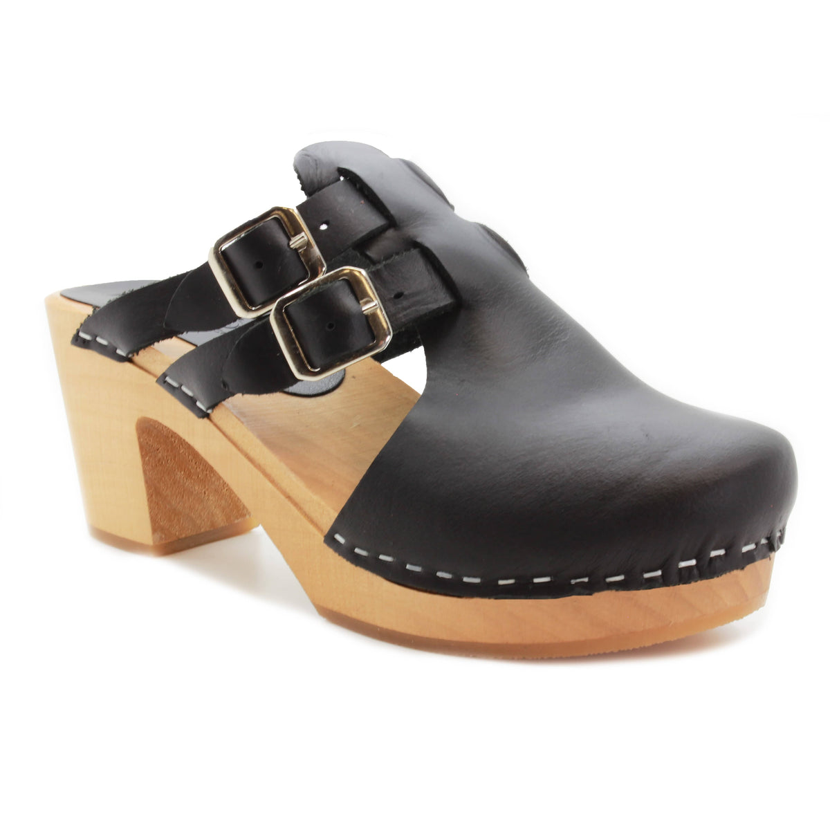 KLÄGN KLÄGN Brigetta Mid-heel Fashion Leather Wooden Clogs