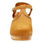 BJORK BJORK CLARA Swedish Wooden Clogs in Camel Nubuck