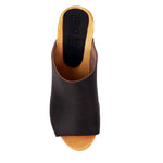 BJORK BJORK Thali Mid-heel Leather Peep Toe Wooden Clog Sandals