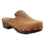 KLÄGN 754410-3-36 KLÄGN Elin Wood Open Back Full Grain Oiled Leather Clogs Brown / EU-36