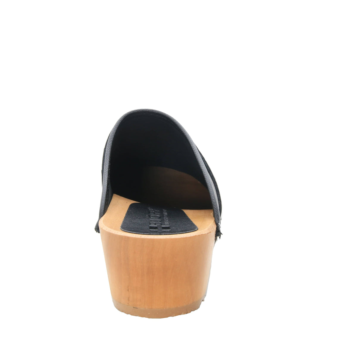 BJORK BJORK Maja Wood Open Back Black Croco Print Leather Clogs