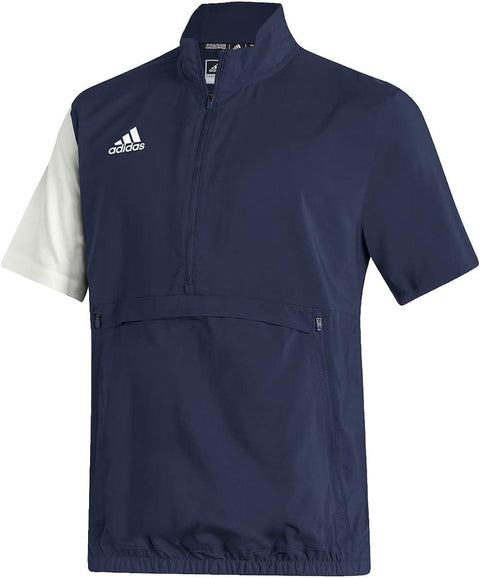 ClogOutlet.com Adidas Stadium Quarter Zip Woven Men's Short Sleeve Pullover Navy / Small