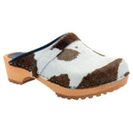 BJORK 600011-3-36 BJORK Safari Wood Open Back Brown Cow Leather Clogs Brown Cow / EU-36