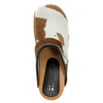BJORK BJORK Safari Wood Open Back Brown Cow Leather Clogs