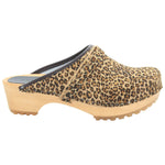 BJORK BJORK Safari Wood Open Back Leopard Clogs