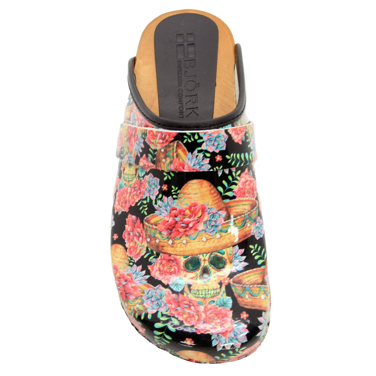 BJORK BJORK Vera Wood Open Back Leather Clogs