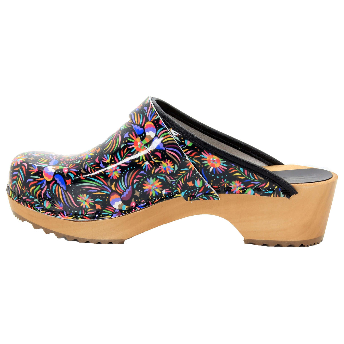 BJORK BJORK Araceli Wood Open Back Leather Clogs