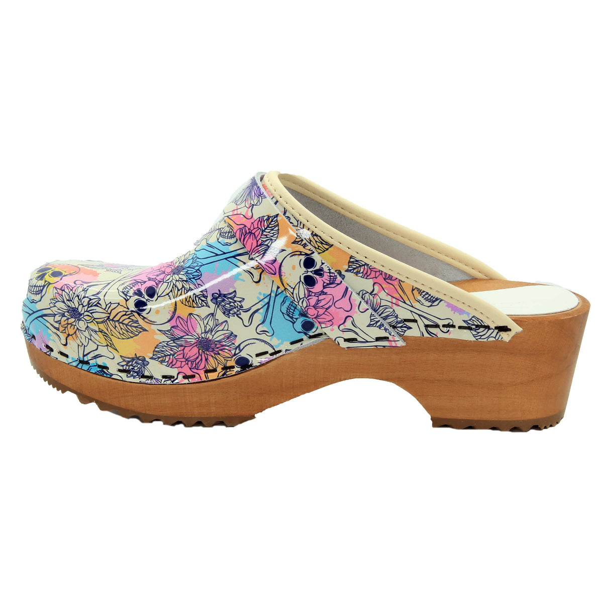 BJORK BJORK Bonita Wood Open Back Leather Clogs