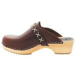 BJORK BJORK Pixie Wood Open Back Full Grain Leather Clogs