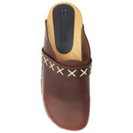 BJORK BJORK Pixie Wood Open Back Full Grain Leather Clogs