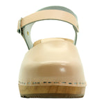 BJORK BJORK ALMA Swedish Wood Clog Leather Sandals in Nude