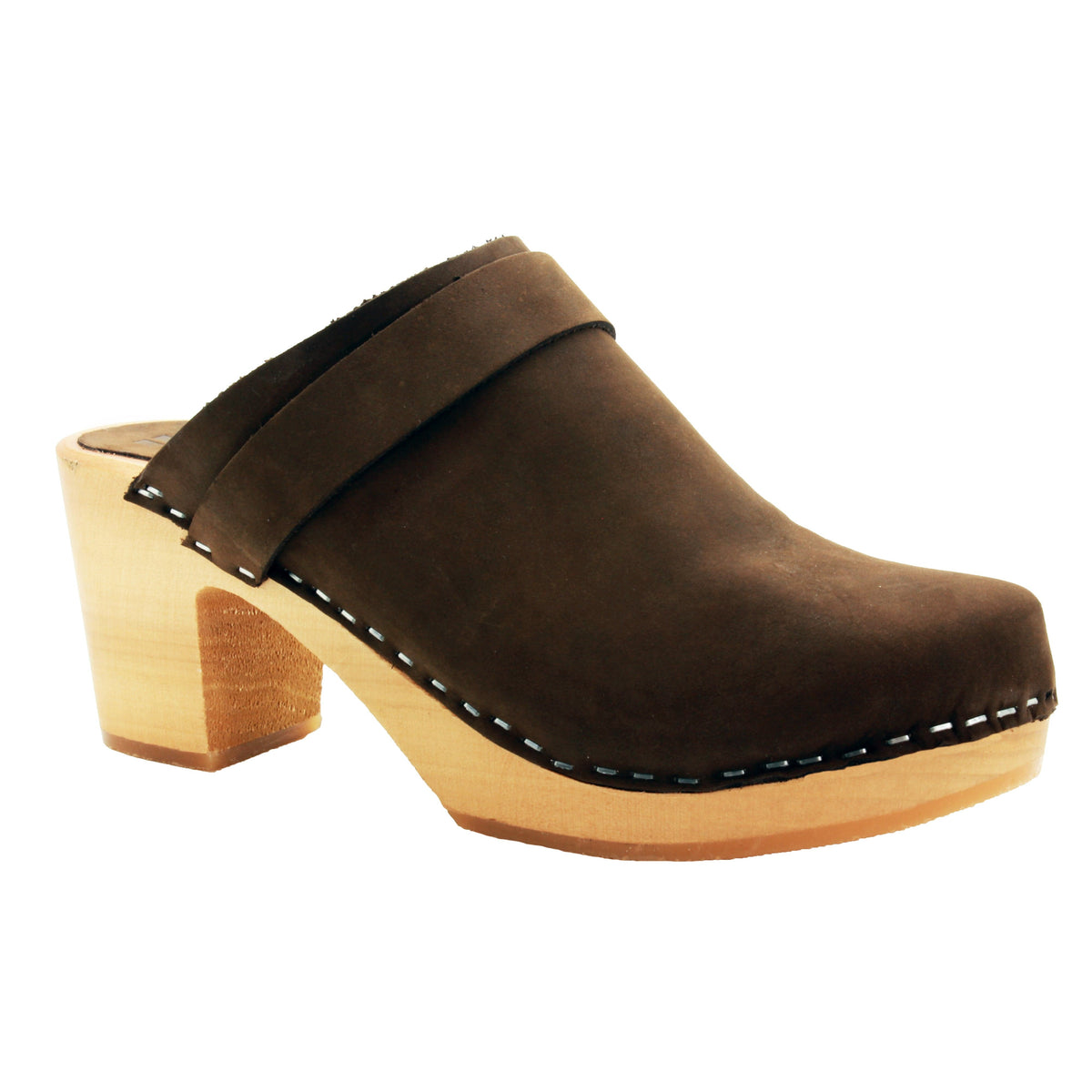 BJORK 750212-3-36 BJORK TIA Wooden Clogs in Oiled Leather Brown / EU-36