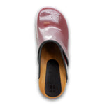 BJORK BJORK LEIA Wood Classic Open Back Maroon Patent Leather Clogs - CLOSEOUT