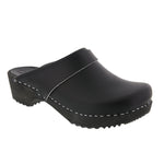 BJORK 600004-2-36 BJORK Mala Wood Open Back Leather Clogs Black / EU-36