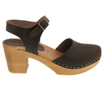 BJORK BJORK MARGARETA Swedish Wood Clog Sandals in Oiled Leather
