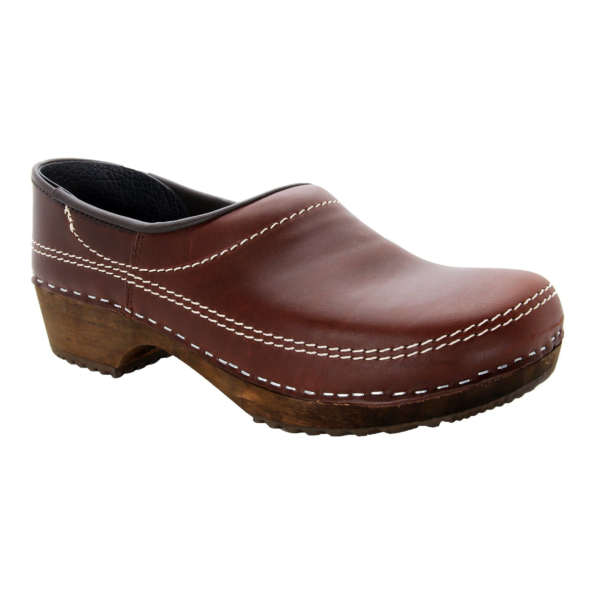 BJORK 610601-3-42 BJORK Men's Christian Wood Closed Back Oiled Leather Clogs Brown / EU-42
