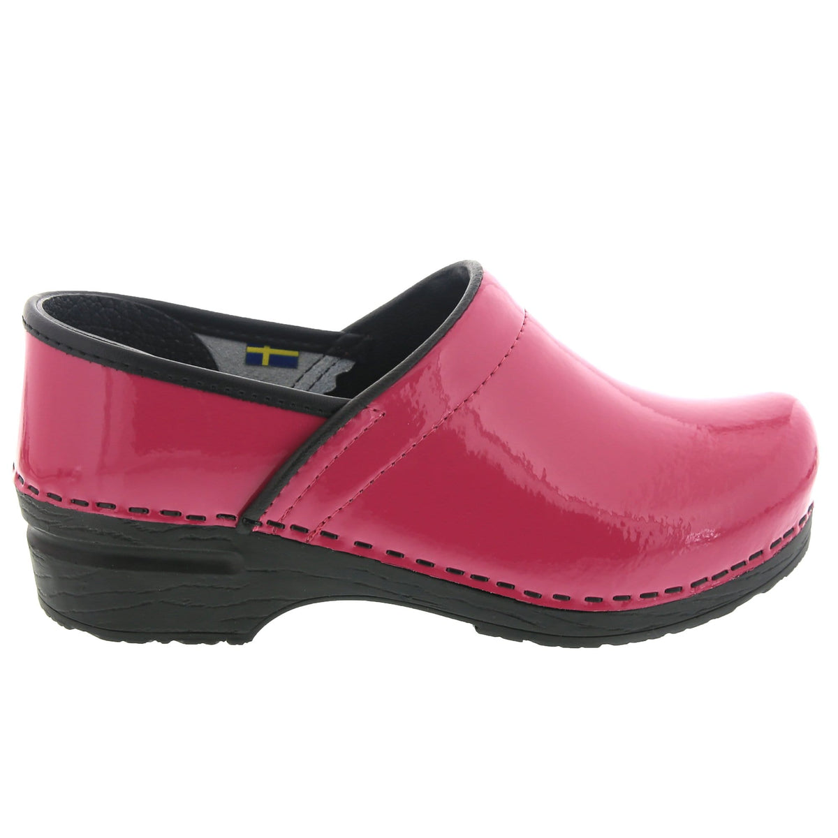 pink patent leather clogs