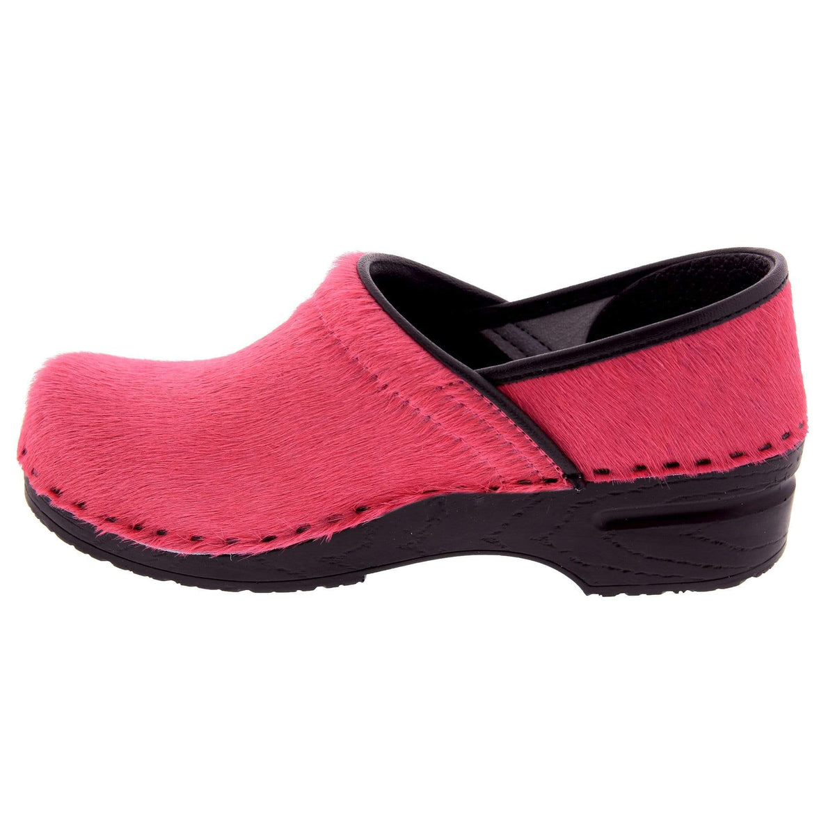 BJORK BJORK PROFESSIONAL Fuchsia Fur Leather Clogs