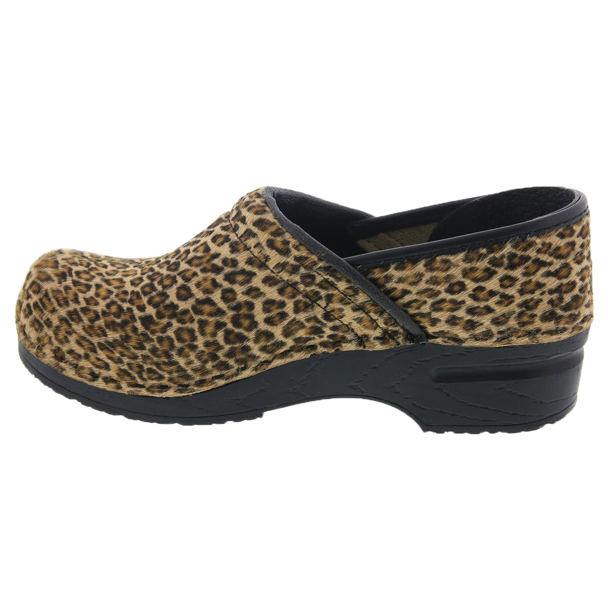 Professional Safari Collection Fur and Leather Clogs in Black and White good Cow