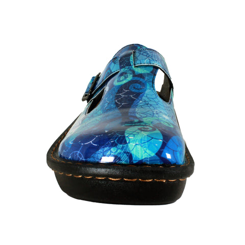 Sanosan Bella Comfort Slip-On Clogs in Blue Loop print