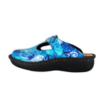 Sanosan Bella Comfort Slip-On Clogs in Blue Loop print