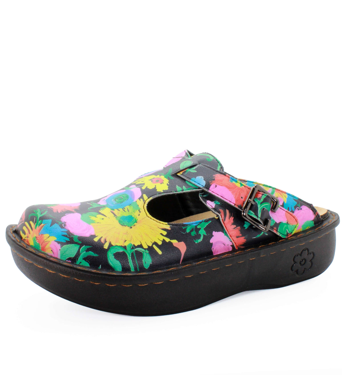 Sanosan Bella Comfort Slip-On Clogs in Sunflower Print