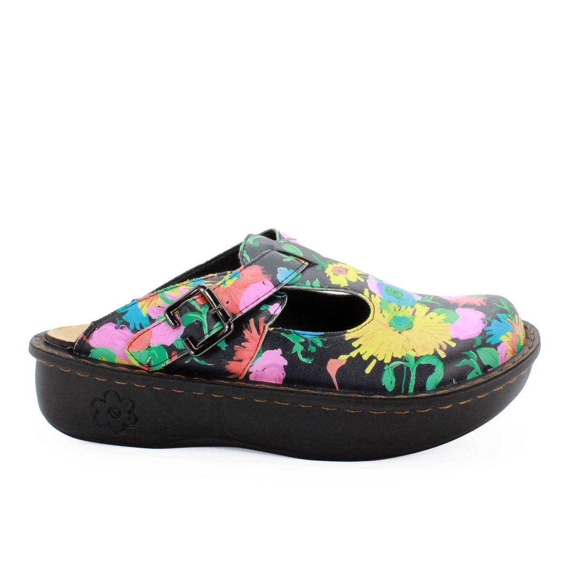 Sanosan Bella Comfort Slip-On Clogs in Sunflower Print