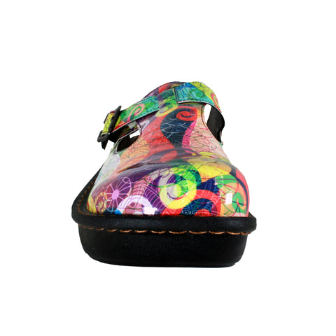 Sanosan Bella Comfort Slip-On Clogs in Multi Loop print