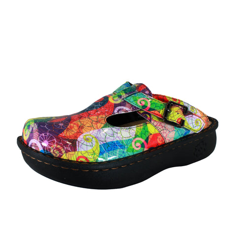 Sanosan Bella Comfort Slip-On Clogs in Multi Loop print