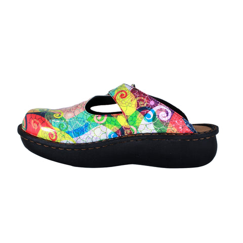 Sanosan Bella Comfort Slip-On Clogs in Multi Loop print