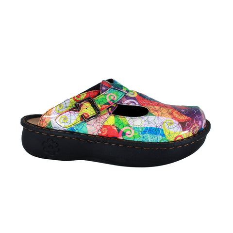 Sanosan Bella Comfort Slip-On Clogs in Multi Loop print