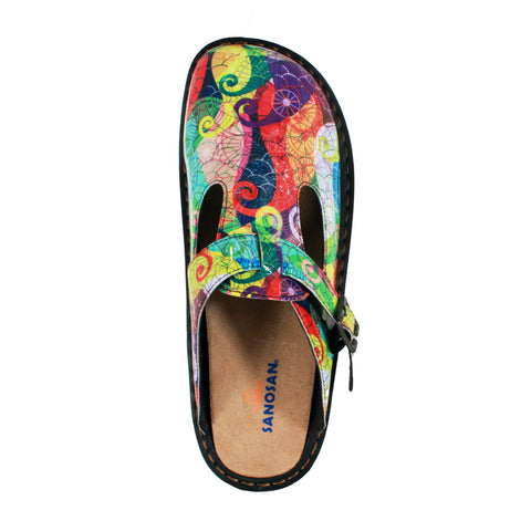 Sanosan Bella Comfort Slip-On Clogs in Multi Loop print