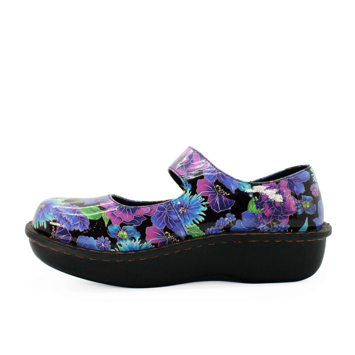 Sanosan Julia Comfort Mary-Jane Clogs in Midnight Garden