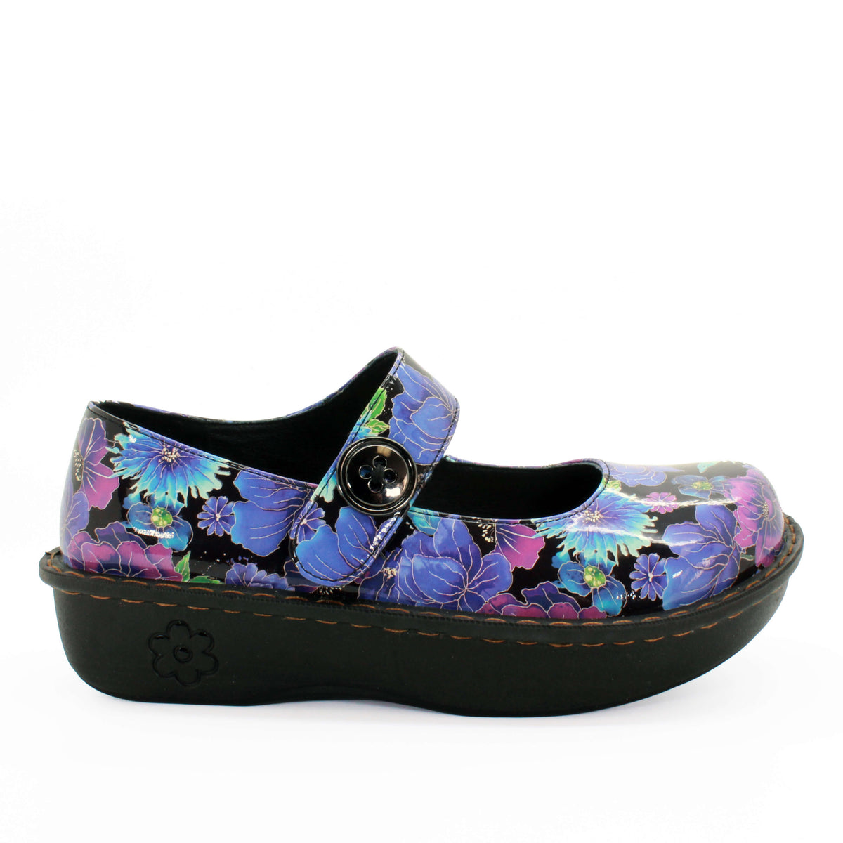 Sanosan Julia Comfort Mary-Jane Clogs in Midnight Garden