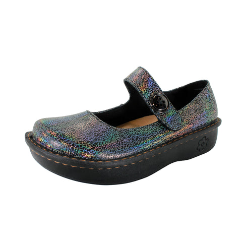 Sanosan Julia Comfort Mary-Jane Clogs in Silver Rainbow